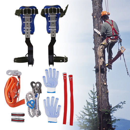 150kg Capacity Adjustable Tree Climbing Spikes Gear Set with Safety Harness Rope