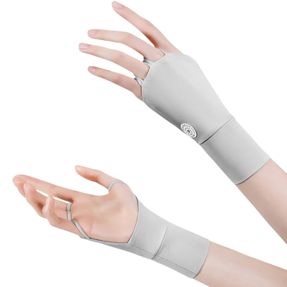 Women Sun Protector Golf Glove Hollow Palm Elastic