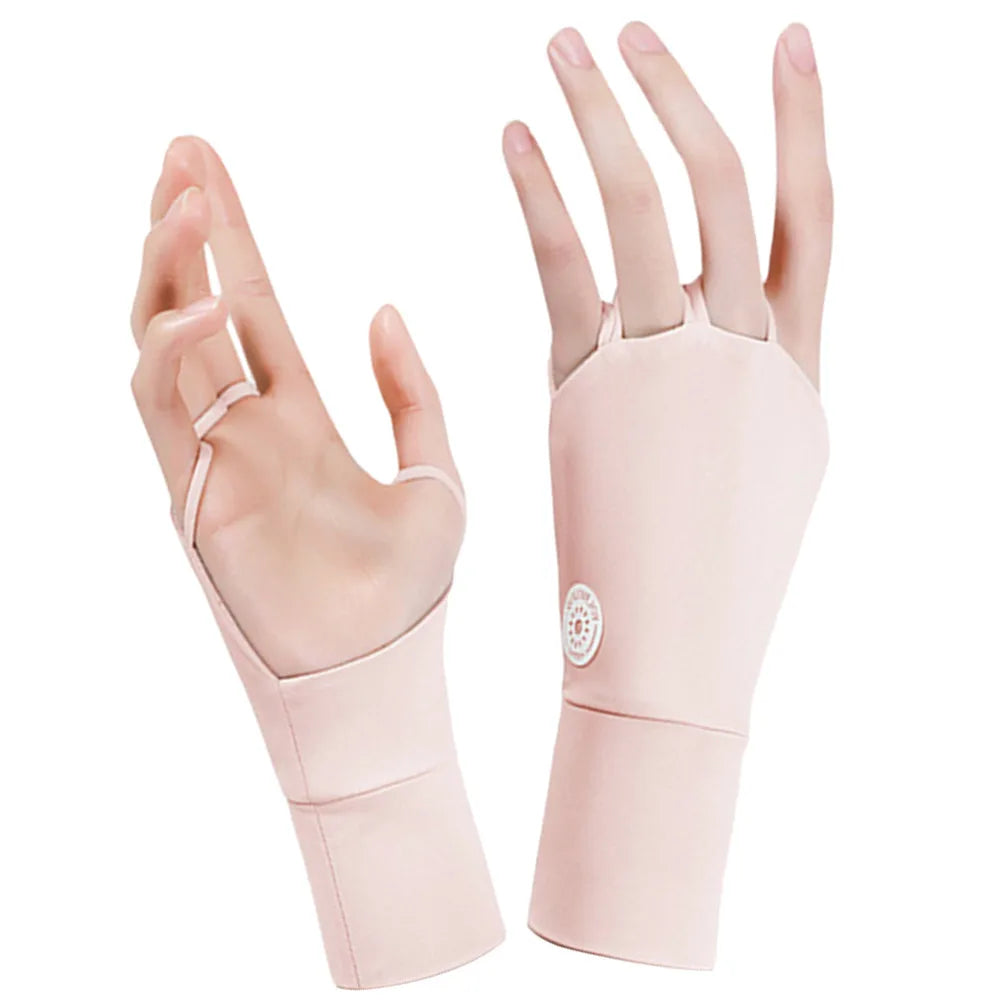 Women Sun Protector Golf Glove Hollow Palm Elastic